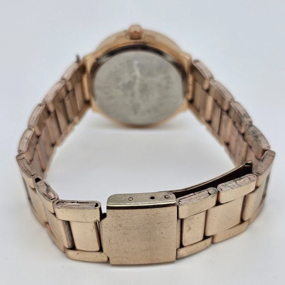 30MM Women's Watch Gold Dial Crystal Bezel Gold Bracelet Band 6.5